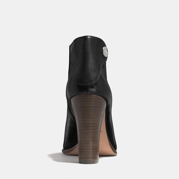 COACH LABELLE OPEN TOE PEEPTOE LEATHER BOOTIES - Picture 5 of 8